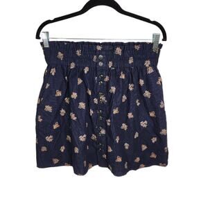 Madewell Paperbag Button Front Mini Skirt Corduroy Womens M Deep Indigo